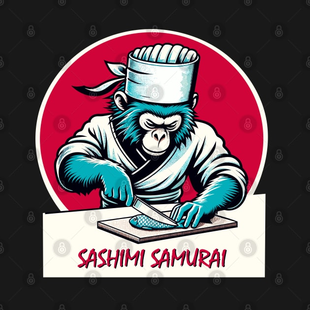 Sushi Master Monkey - Retro Japanese Chef Cartoon by TimeWarpWildlife