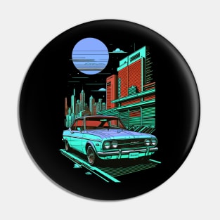 Retrowave Car Illustration Pin