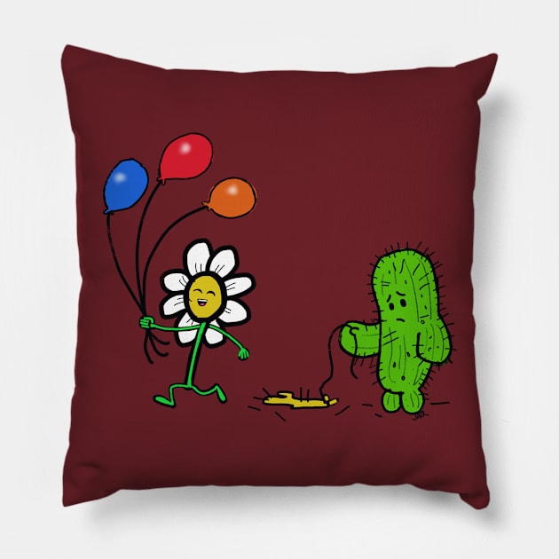 daisy cactus,balloons Pillow by wolfmanjaq