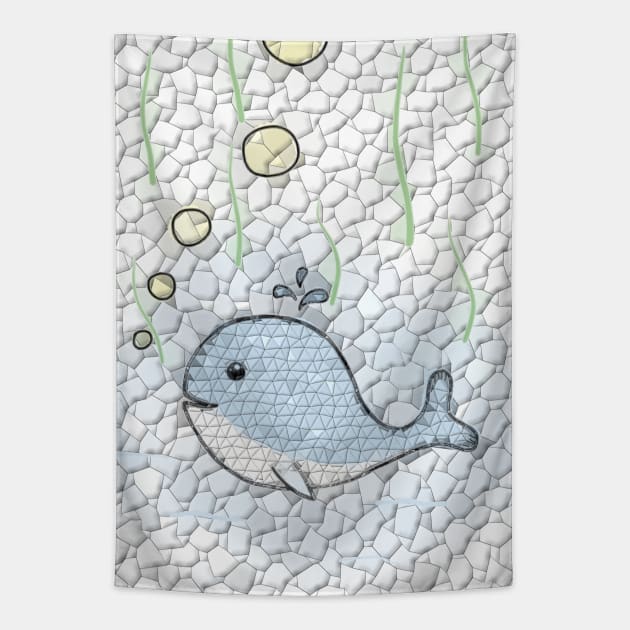 The happy Whale - A polygon Design Tapestry by SPAZE