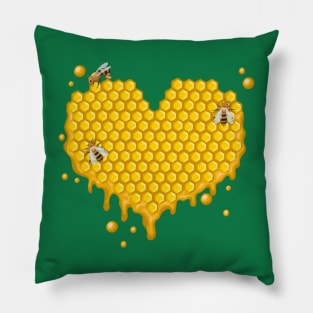 honeycombs heart made bees Pillow