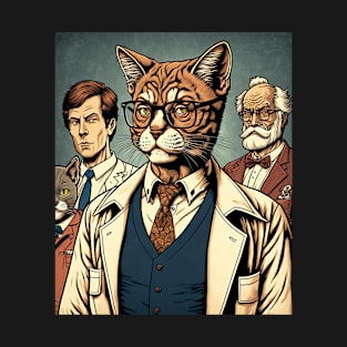 Serious cat portrait wearing glasses T-Shirt