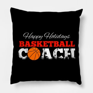 Basketball Coach Christmas - Retro Distressed Grunge Pillow