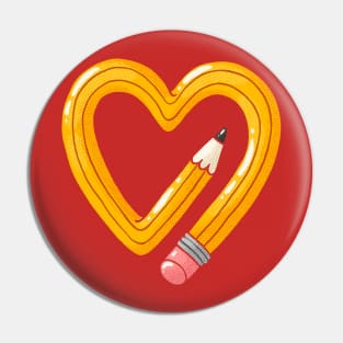 Yellow Pencil Heart Pin