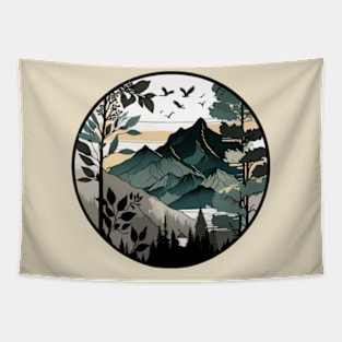 beautiful mountain view, vintage style Tapestry