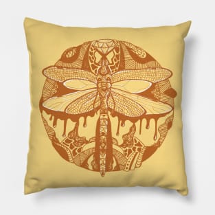 Terracotta Circle of the Dragonfly Pillow