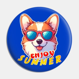 Corgi wear sunglasses Enjoy summer Pin