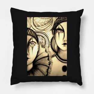 art deco flapper pierrot clown by jackie smith house of harlequin Pillow