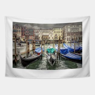 Rainy day on The Grand Canal in Venice Tapestry