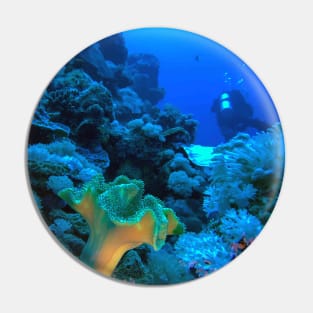 Coral Reef and Scuba Diver Pin