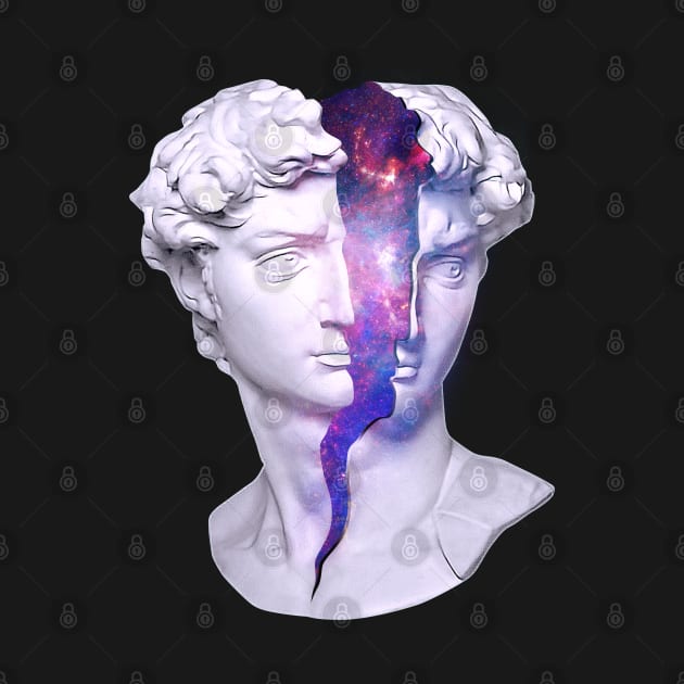 David Greek Statue Vaporwave Aesthetic Outer Space Galaxy by Vaporwave