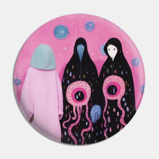 Weird Pink Ghoul Art - Unusual Weirdcore  Illustration Pin