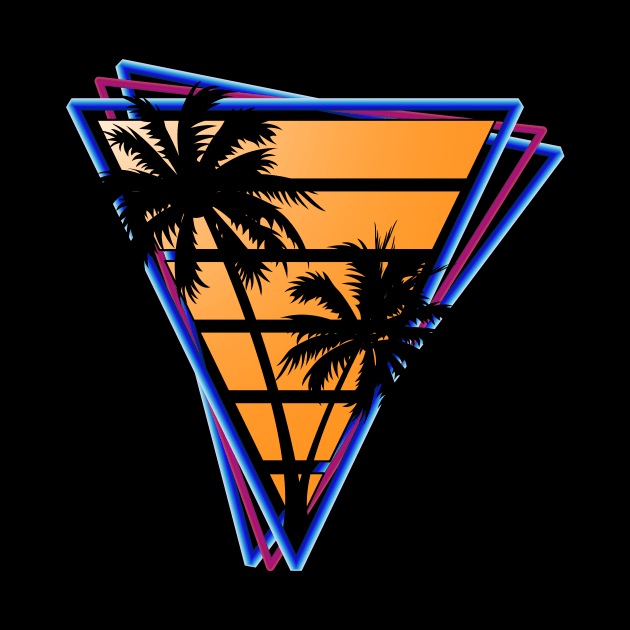 Retrowave style palm tree sunset Orange by Brobocop