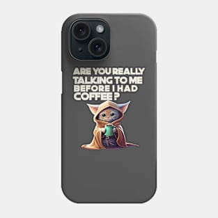 Cat drinking coffee Phone Case