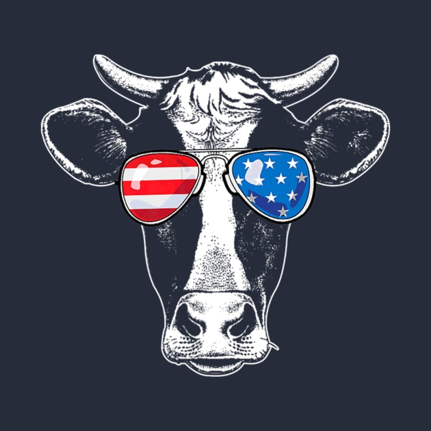 Vintage Patriot Cow T 4th Of July American Flag by Macy XenomorphQueen