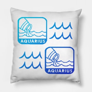 Aquarius Birth Sign - Blue Pillow