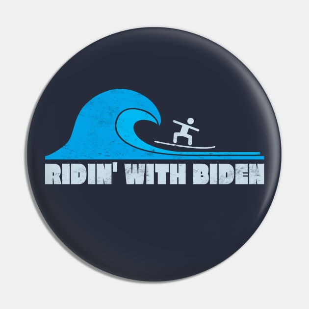 Ridin' With Biden Surfer Surfing Blue Wave 2020 Joe Biden Campaign Pin by Forest & Outlaw