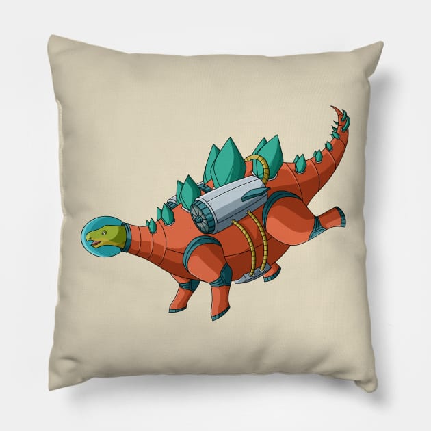 Stegosaurus Dinosaur Astronaut Pillow by Kanvasdesign