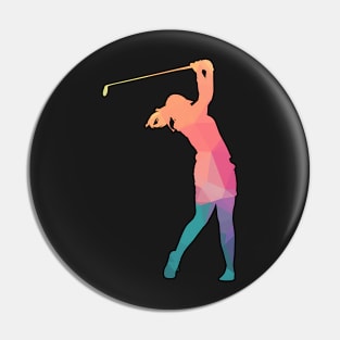 Colorful Geometric golf Woman Player Pin