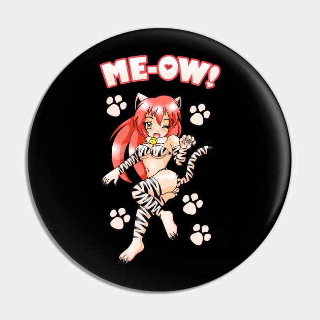 Me-Ow Catgirl Pin by wildsidecomix