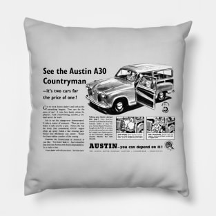 AUSTIN A30 COUNTRYMAN - advert Pillow