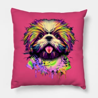 Cute Shih Tzu Dog Watercolor Painting Pillow