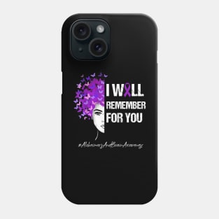 Butterflies I Will Remember Alzheimer's And Brain Awareness Phone Case