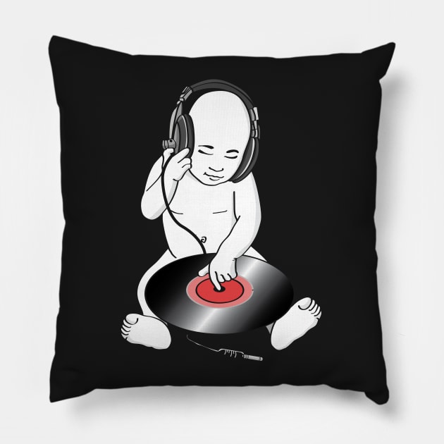 baby dj only black bakground Pillow by doctoralien