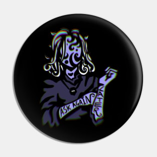 Ask Again Later. Glitchcore magic 8 ball design in purple Pin