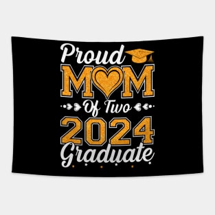 Proud Mom Of Two 2024 Graduate Senior Graduation Tapestry