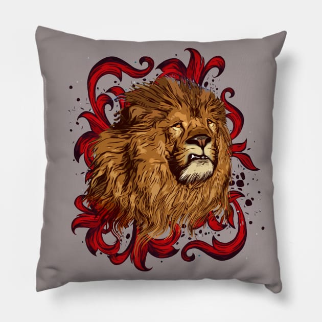 Cool Lion king, african animals, hipster, look 80s Pillow by Collagedream