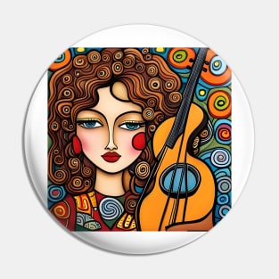 Woman playing a violin Pin