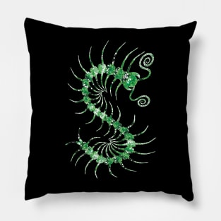 White on Green Ornate Centipede Pillow