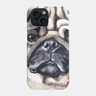 Pug Watercolor Painting - Dog Lover Gifts Phone Case