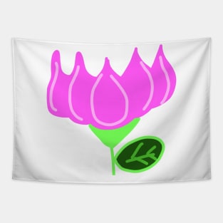 pink lotus green leaves design Tapestry