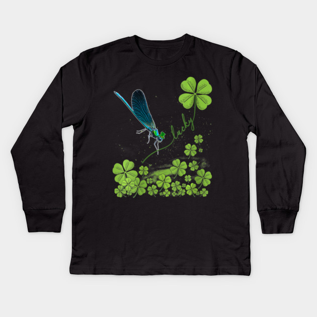 Womens Lucky Dragonfly Shamrock St Patrick S Day V Neck T Shirt