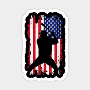 Baseball Lover American Flag Gift Magnet