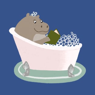Hippopotamus Reading T-Shirt