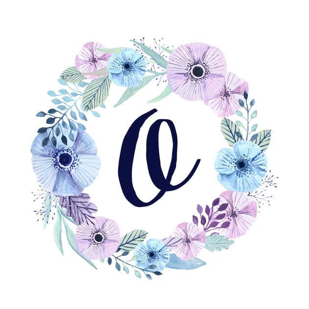 Floral Monogram O Icy Winter Blossoms by floralmonogram