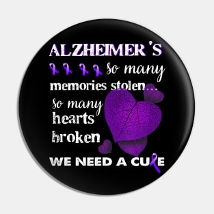 SO MANY MEMORIES STOLEN LEAVES ALZHEIMER AWARENESS Gift Pin