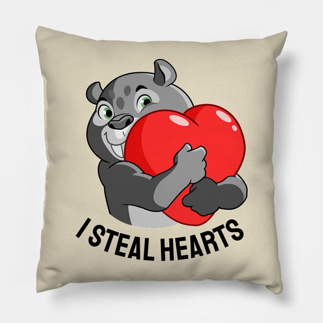 I steal hearts, friendly sabertooth tiger with qoute Pillow by Yurko_shop