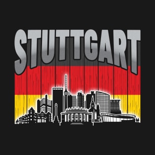 Stuttgart Germany Skyline Vintage German Flag T-Shirt