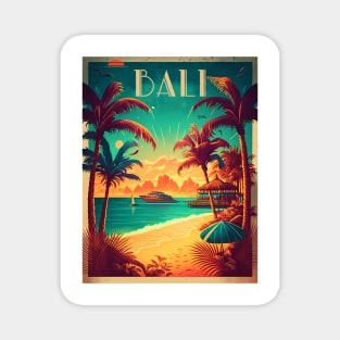 Bali Beach Resort Vintage Travel Art Poster Magnet