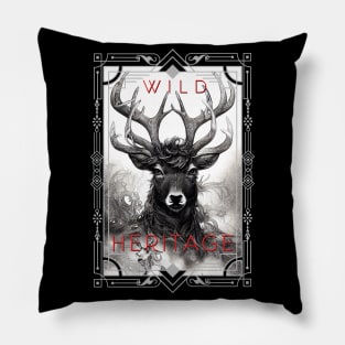 Stag Deer Wild Nature Illustration Line Epic Illustration Line Art Pillow