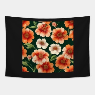 Bright Orange and Cream Flowers Tapestry