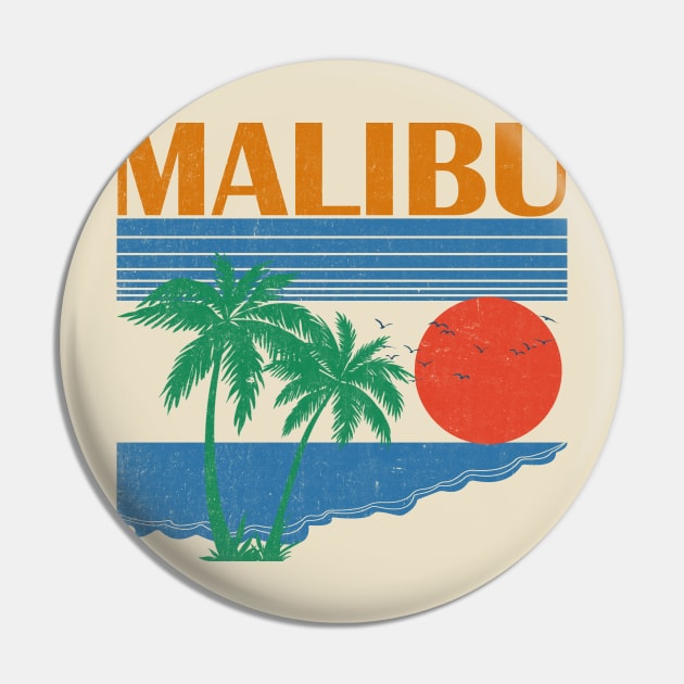 Malibu \\ Retro Vintage Design Pin by KianOlsen Art