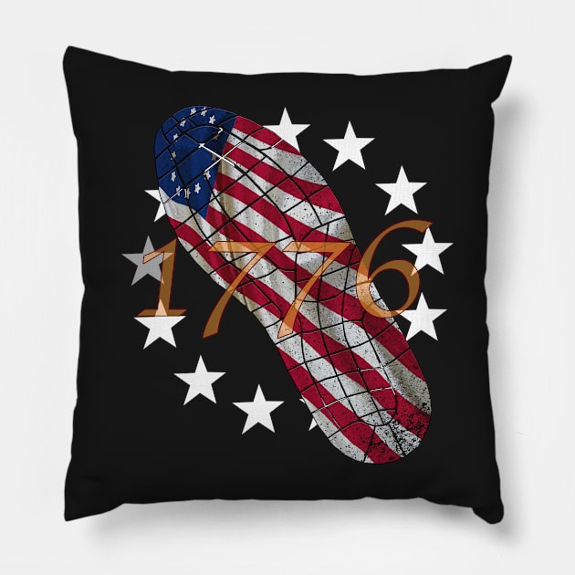1776 American Revolution Flag in Shoe Print Pillow by StephJChild