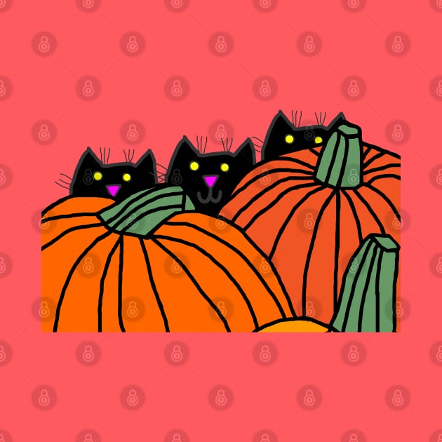 Funny Cats and Pumpkins at Halloween by ellenhenryart