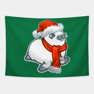Baby Harp Seal Pup in Red Santa Hat and Scarf Tapestry