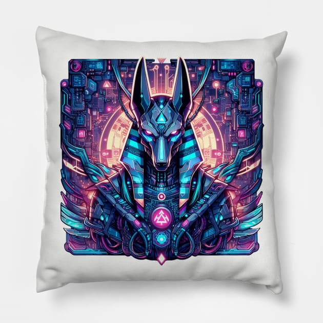 Cyberpunked Anubis Pillow by VuriousArtworks